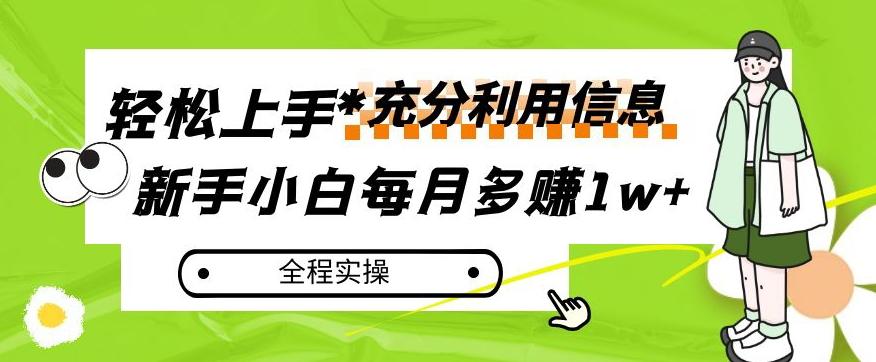 每月多赚1w+，新手小白如何充分利用信息赚钱，全程实操！【揭秘】-搞钱日记