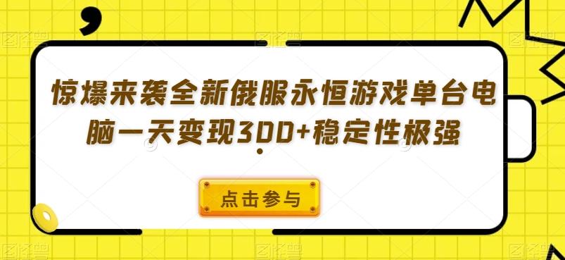 惊爆来袭全新俄服永恒游戏单台电脑一天变现300+稳定性极强-搞钱日记