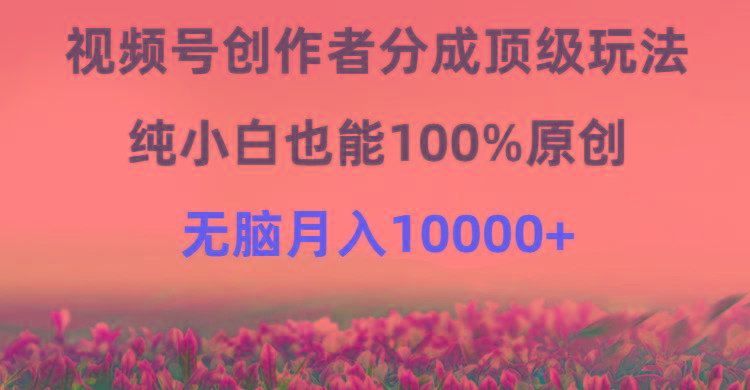 (9608期)视频号创作者分成顶级玩法，纯小白也能100%原创，无脑月入10000+-搞钱日记