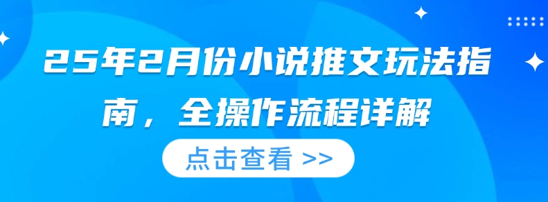 25年2月份小说推文玩法指南，全操作流程详解-搞钱日记