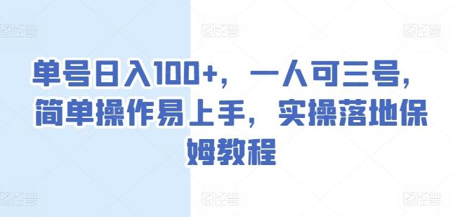 单号日入100+，一人可三号，简单操作易上手，实操落地保姆教程【揭秘】-搞钱日记