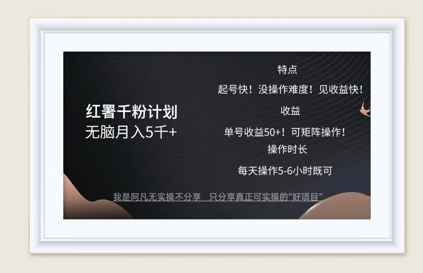 红薯千粉计划无脑月入5千+！既做既赚！-搞钱日记