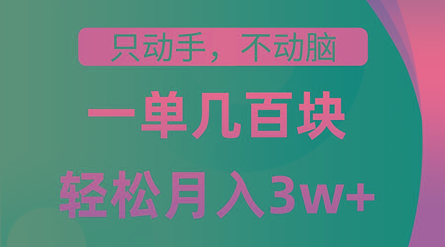 只动手不动脑，一单几百块，轻松月入3w+，看完就能直接操作，详细教程-搞钱日记