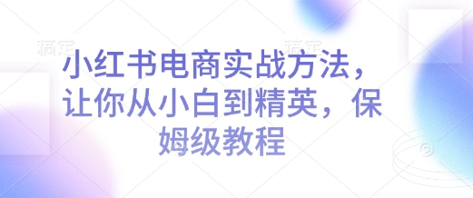 小红书电商实战方法，让你从小白到精英，保姆级教程-搞钱日记