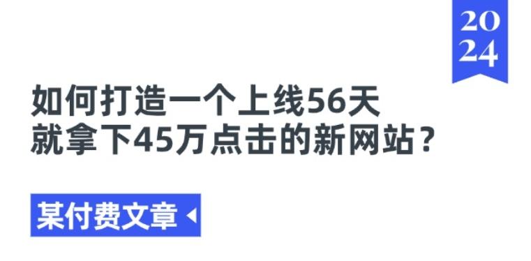 某付费文章《如何打造一个上线56天就拿下45万点击的新网站?》-搞钱日记