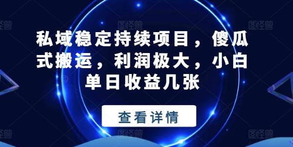 私域稳定持续项目，傻瓜式搬运，利润极大，小白单日收益几张【揭秘】-搞钱日记