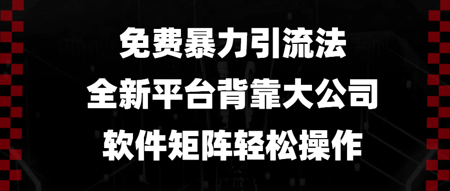 免费暴力引流法，全新平台，背靠大公司，软件矩阵轻松操作-搞钱日记