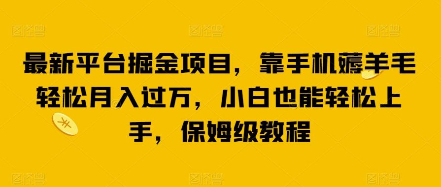 最新平台掘金项目，靠手机薅羊毛轻松月入过万，小白也能轻松上手，保姆级教程【揭秘】-搞钱日记