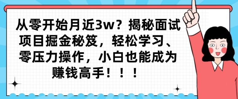 从零开始月近3w？揭秘面试项目掘金秘笈，轻松学习、零压力操作，小白也能成为赚钱高手-搞钱日记