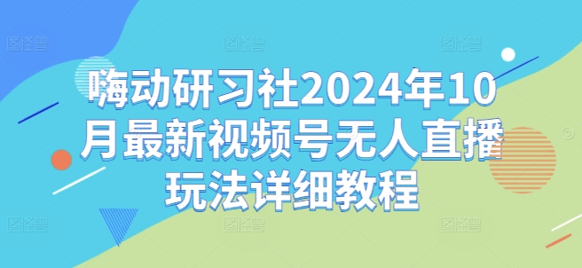嗨动研习社2024年10月最新视频号无人直播玩法详细教程-搞钱日记