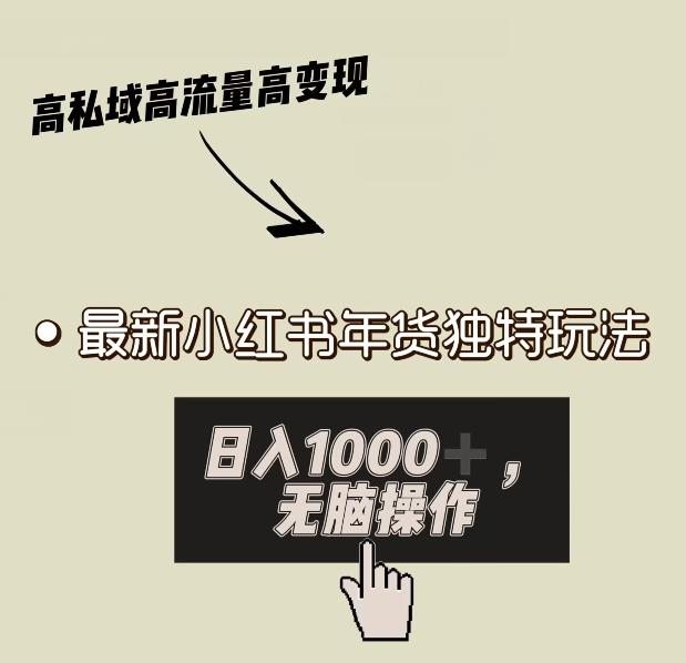 小红书年货独特玩法，高私域高流量高变现，日入1000+小白易上手-搞钱日记