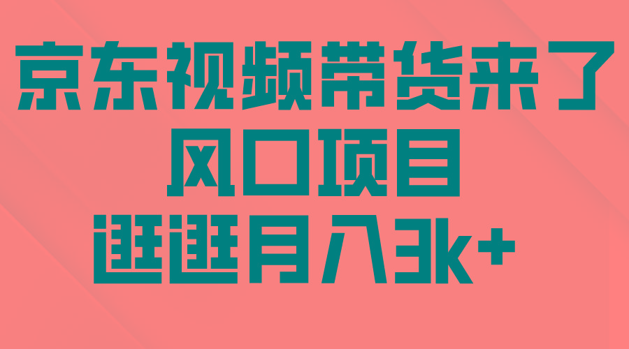 (10025期)京东短视频带货来了，风口项目，逛逛月入3k+-搞钱日记