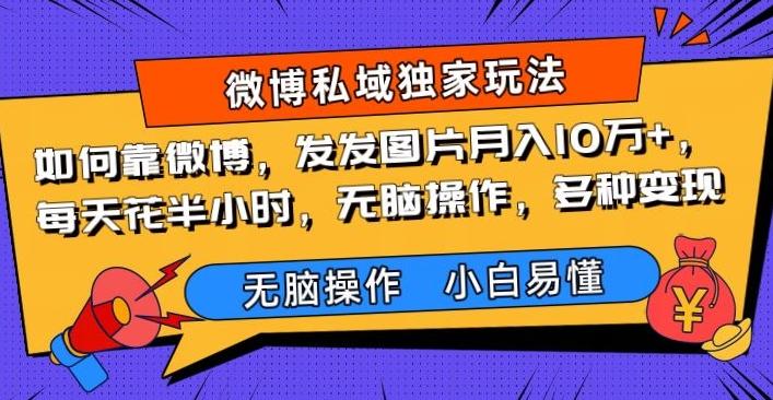 如何靠微博，发发图片月入10万+，‌每天花半小时，无脑操作，多种变现-搞钱日记