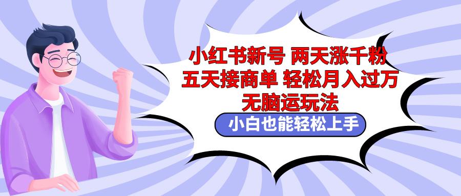 小红书新号两天涨千粉五天接商单轻松月入过万 无脑搬运玩法 小白也能轻...-搞钱日记
