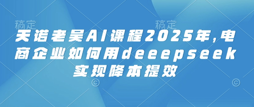 天诺老吴AI课程2025年，电商企业如何用deeepseek实现降本提效-搞钱日记