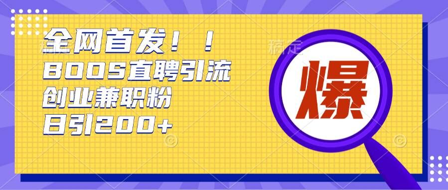 通过Boss直聘，每天轻松钓到200+多条创业大鱼的秘籍【揭秘】-搞钱日记