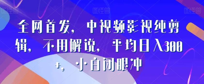 全网首发，中视频影视纯剪辑，不用解说，平均日入300+，小白闭眼冲-搞钱日记
