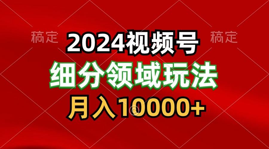 2024视频号分成计划细分领域玩法,每天5分钟,月入1W+-搞钱日记