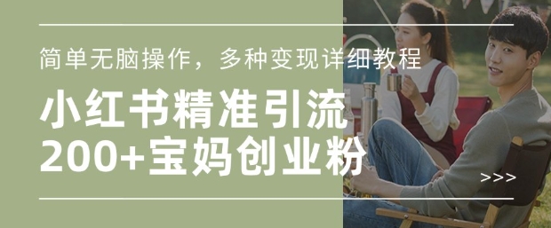 小红书混剪日引200+宝妈创业粉，简单无脑操作，多种变现详细教程-搞钱日记