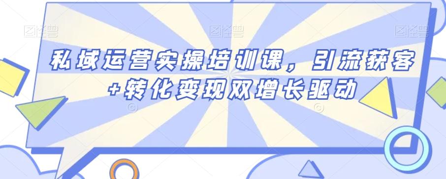 私域运营实操培训课，引流获客+转化变现双增长驱动-搞钱日记