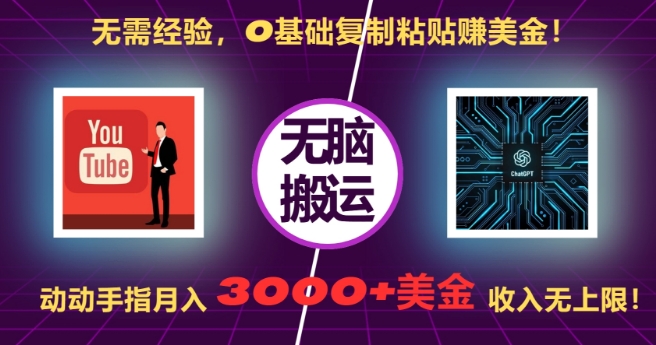 无需经验，0基础复制粘贴赚美刀，动动手指，月入3000+刀，无上限【揭秘】-搞钱日记