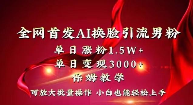 全网首发Ai换脸引流男粉，单日涨粉1.5w+，单日变现3000+，小白也能轻松上手拿结果【揭秘】-搞钱日记