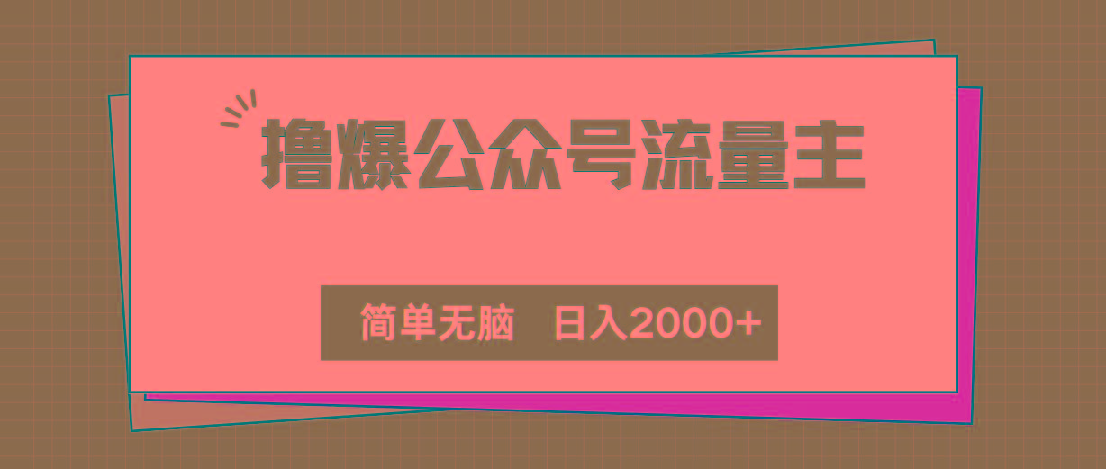 撸爆公众号流量主，简单无脑，单日变现2000+-搞钱日记