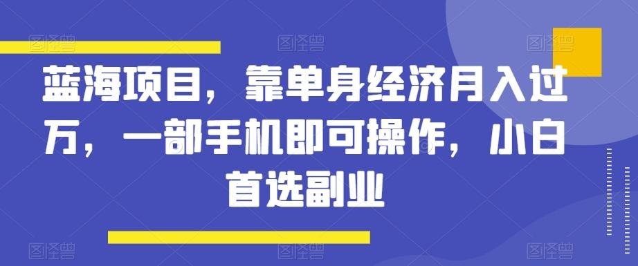 蓝海项目，靠单身经济月入过万，一部手机即可操作，小白首选副业【揭秘】-搞钱日记