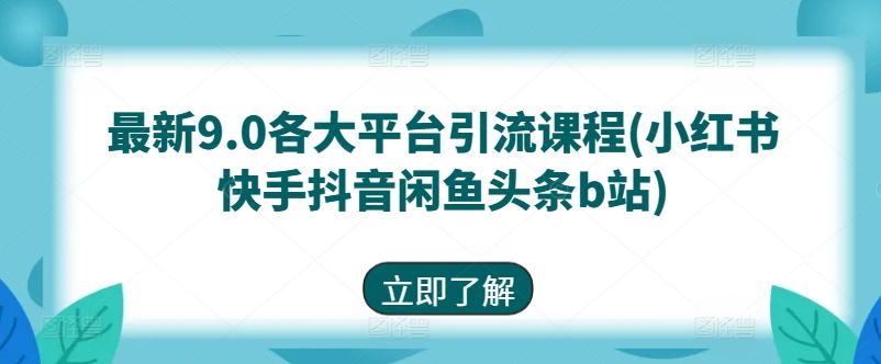 最新9.0各大平台引流课程(小红书快手抖音闲鱼头条b站)-搞钱日记