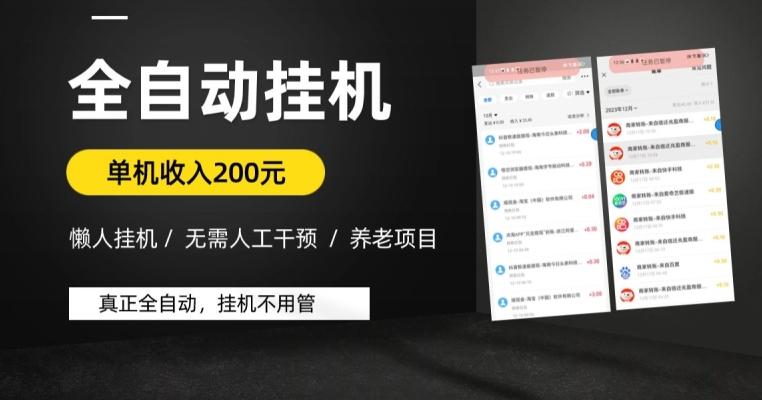 懒人挂机养老项目，全自动挂机无需人工看管，单机收入200元，可批量-搞钱日记