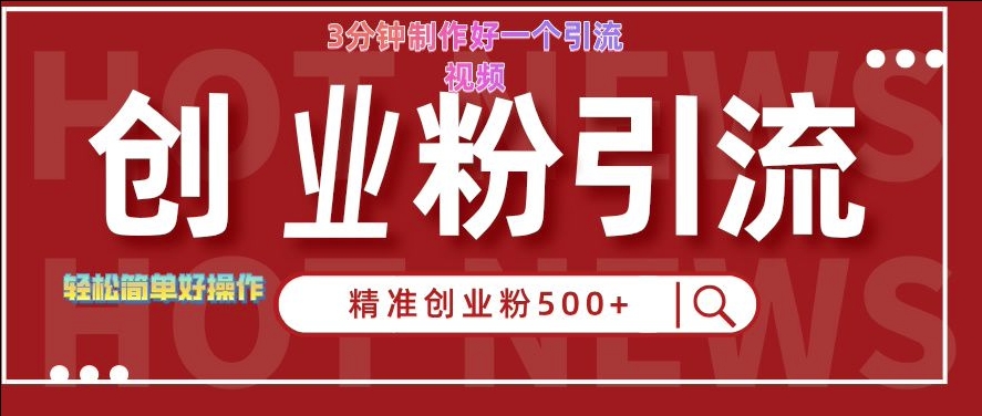 快手被动引流创业粉500+的玩法，3分钟制作好一个引流视频，轻松简单好操作【揭秘】-搞钱日记