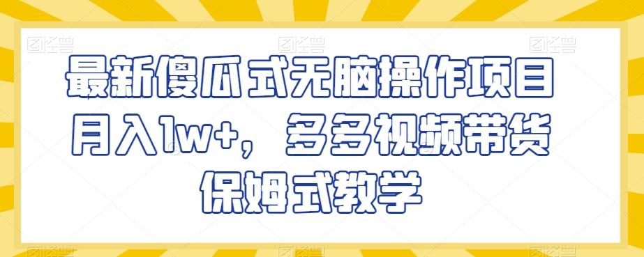 最新傻瓜式无脑操作项目月入1w+，多多视频带货保姆式教学【揭秘】-搞钱日记
