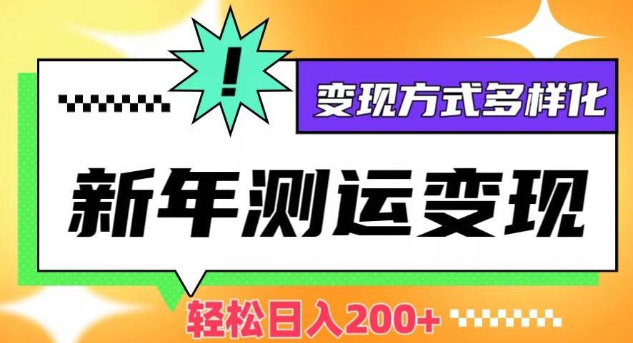 新年运势测试变现，日入200+，几分钟一条作品，变现方式多样化【揭秘】-搞钱日记