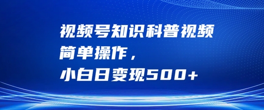 视频号知识科普视频，简单操作，小白日变现500+【揭秘】-搞钱日记