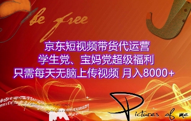 京东短视频带货代运营，学生党、宝妈党超级福利，只需每天无脑上传视频，月入8000+【仅揭秘】-搞钱日记