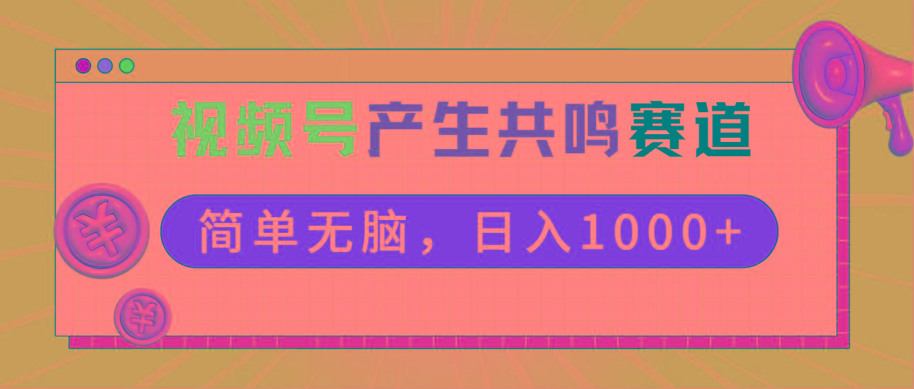 2024年视频号，产生共鸣赛道，简单无脑，一分钟一条视频，日入1000+-搞钱日记