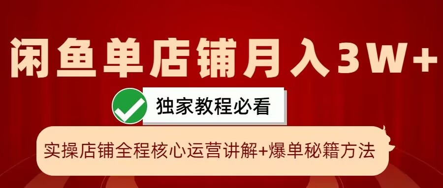 闲鱼单店铺月入3W+实操展示，爆单核心秘籍，一学就会【揭秘】-搞钱日记