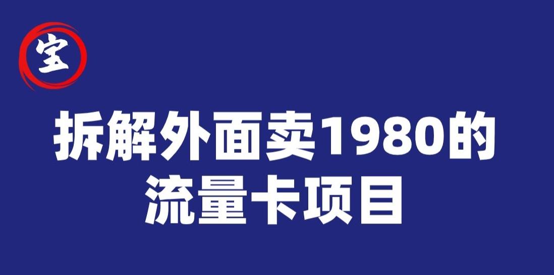 宝哥拆解外面卖1980手机流量卡项目，0成本无脑推广-搞钱日记