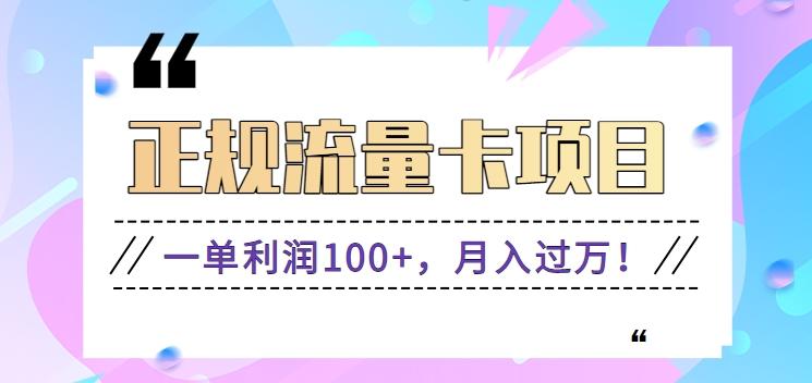 正规手机流量卡项目，一单利润100+，月入过万！人人可做(推广技术+正规渠道)-搞钱日记
