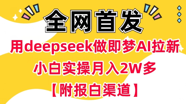 用deepseek做即梦Ai拉新 小白实操月入过W+【附报白渠道】-搞钱日记