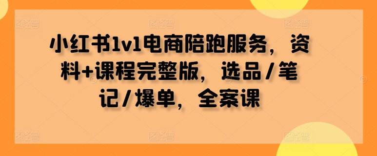 小红书1v1电商陪跑服务，资料+课程完整版，选品/笔记/爆单，全案课-搞钱日记
