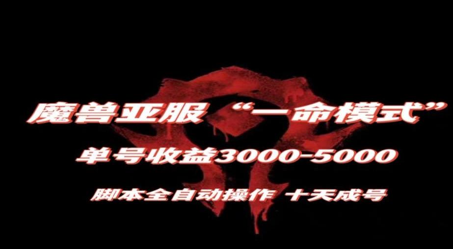 魔兽亚服一命模式，10天成号-单号3千-5千，脚本全自动操作，保姆级教学【揭秘】-搞钱日记