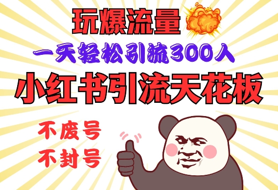 小红书引流天花板，玩爆流量，一天轻松引流300人，安全操作-搞钱日记
