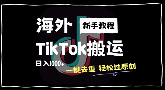 2024最新海外TikTok搬运玩法，一键去重轻松过原创，新手无经验也能日入1k【揭秘】-搞钱日记