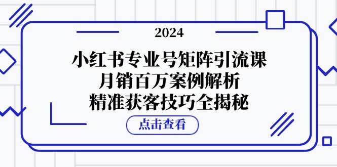小红书专业号矩阵引流课，月销百万案例解析，精准获客技巧全揭秘-搞钱日记
