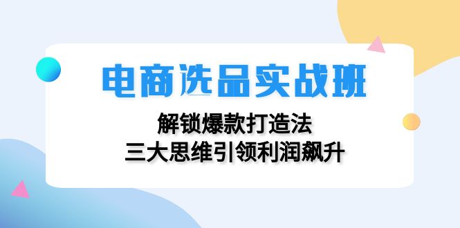 电商选品实战班：解锁爆款打造法，三大思维引领利润飙升-搞钱日记