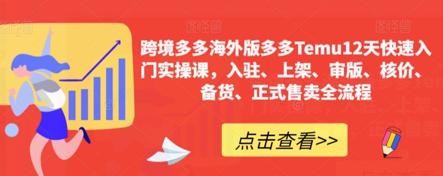 跨境多多海外版多多Temu12天快速入门实操课，入驻、上架、审版、核价、备货、正式售卖全流程-搞钱日记