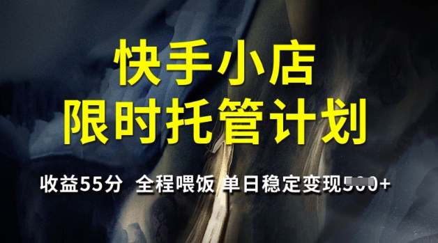 快手小店限时托管计划，收益55分，全程喂饭，单日稳定变现5张【揭秘】-搞钱日记