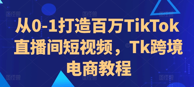 从0-1打造百万TikTok直播间短视频，Tk跨境电商教程-搞钱日记