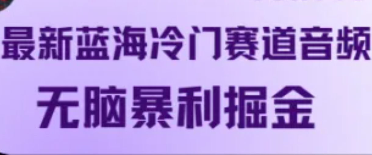 最新蓝海冷门赛道音频，无脑暴利掘金-搞钱日记